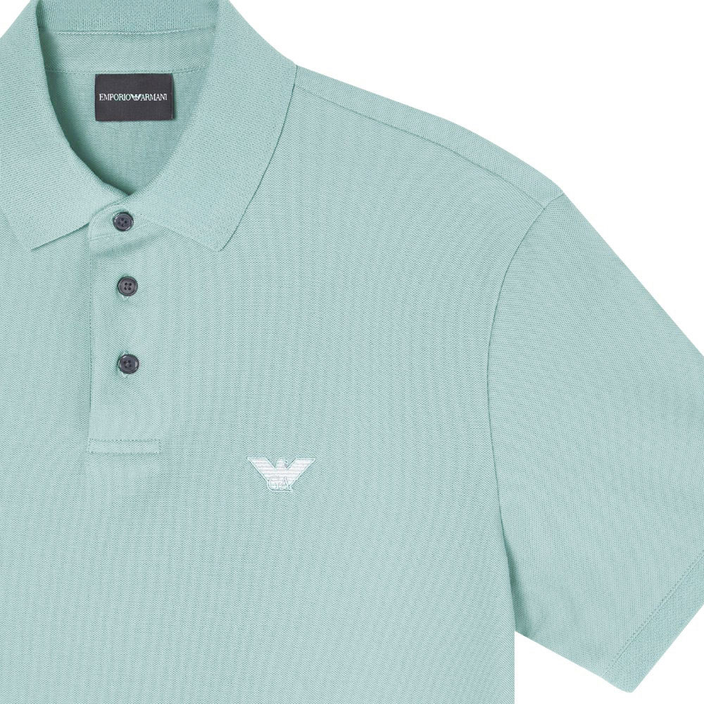 EMPORIO ARMANI Piqué Polo Shirt With Embroidered Eagle