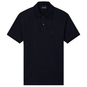 EMPORIO ARMANI Travel Essentials Navy Piqué Cotton Polo Shirt