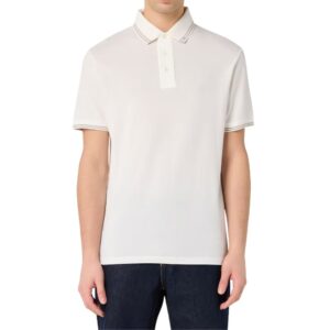EMPORIO ARMANI Travel Essentials White piqué polo shirt With Collar Detail