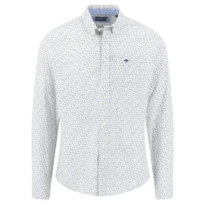 Fynch-Hatton Button Down Premium Cotton White Shirt Shapes Print