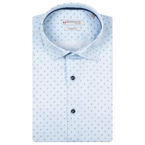 Giordano Maggiore Light Blue Shirt with Small Navy Floral Pattern