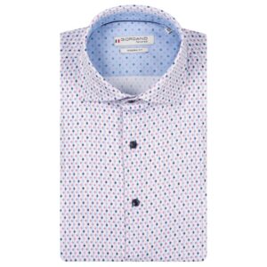 Giordano Maggiore White Shirt with Blue and Pink Diamond Pattern
