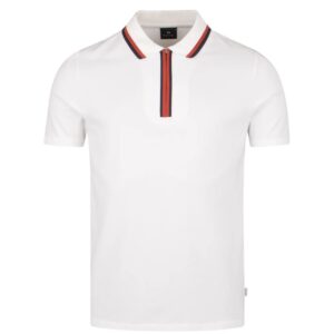 Paul Smith White Contrast Tipping Zip Neck Polo Shirt