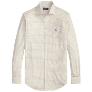 Polo Ralph Lauren Beige And Navy Check White Shirt