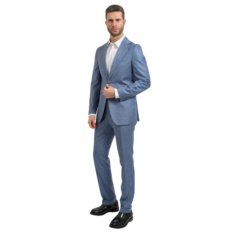 BOSS 2 Piece Light Blue Red Virgin Wool Suit