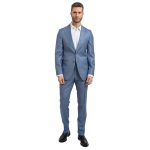 BOSS 2 Piece Light Blue Red Virgin Wool Suit