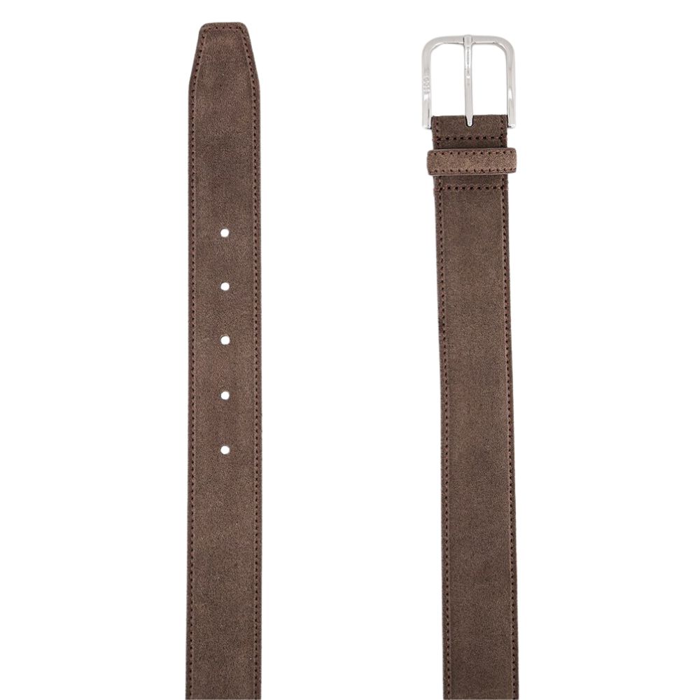 BOSS Brown Suede Belt With Polished Pin Buckle 2