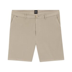BOSS Light Beige Modern-Fit Shorts in Stretch-Cotton Twill