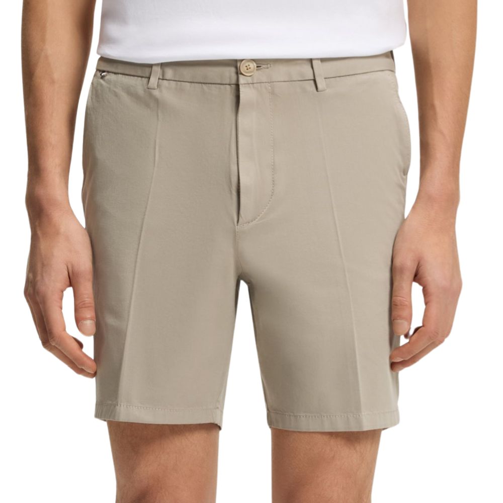BOSS Light Beige Modern-Fit Shorts in Stretch-Cotton Twill