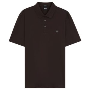 BOSS Mercerised Cotton Brown Polo Shirt With Double B Monogram