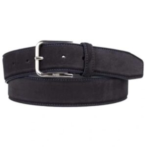 BOSS Navy Suede Belt With Polished Pin Buckle