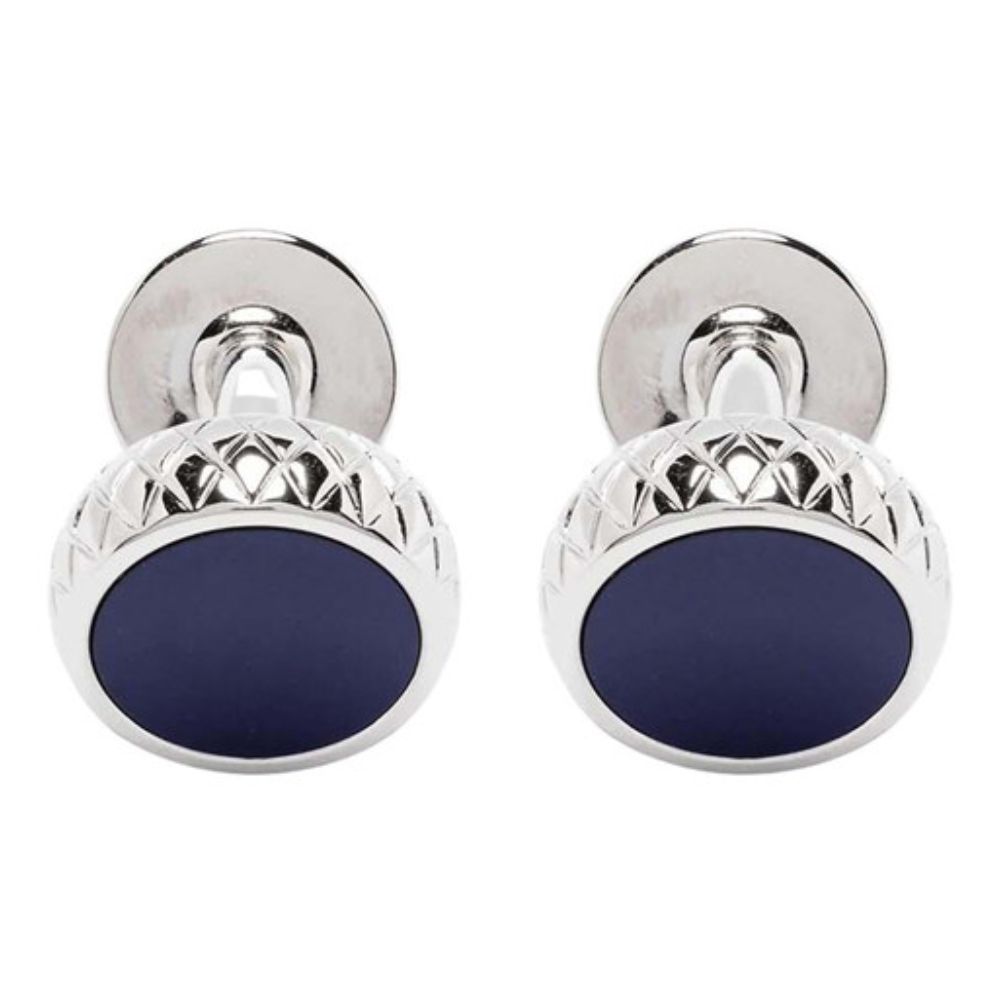 BOSS Navy Round Cufflinks