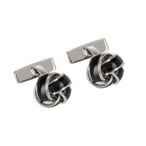 BOSS Silver-Black Knot Shape Cufflinks