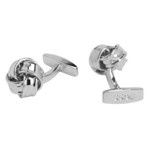 BOSS Silver With Blacktone Cufflinks with knot shape