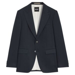 BOSS Slim Fit Navy Jacket In Linen Twill