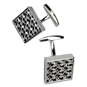 BOSS Textured Square Silver Cufflinks