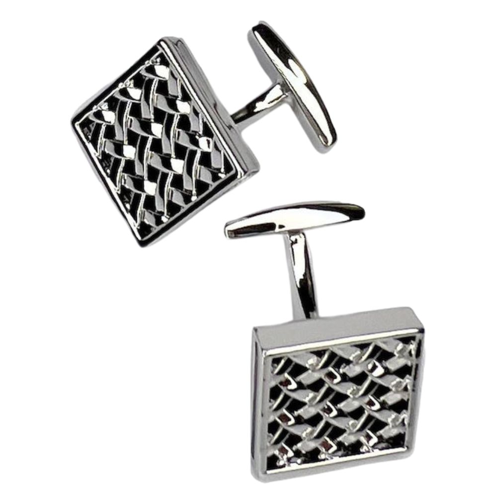 BOSS Textured Square Silver Cufflinks 1