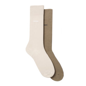 BOSS Two Pack Business Socks In Beige and Brown Soft Compact Cotton