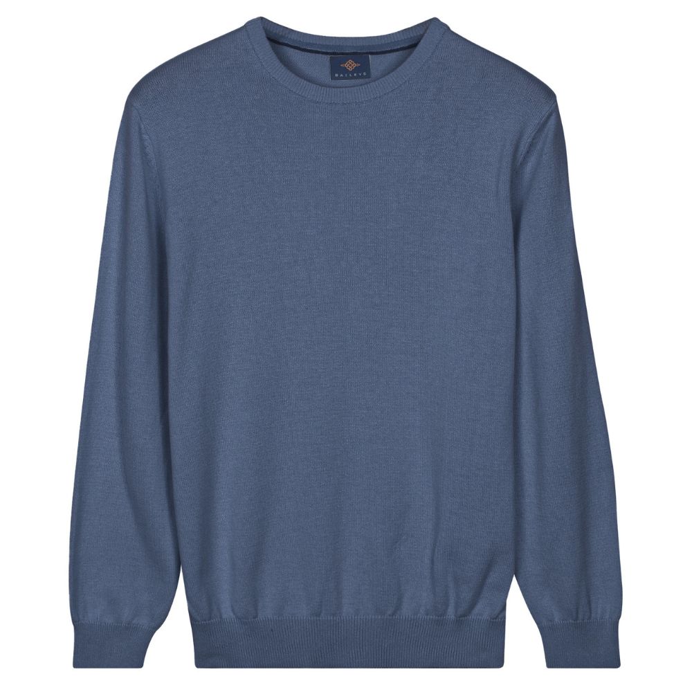 Baileys Cotton Soft Blue Crew Neck Jumper