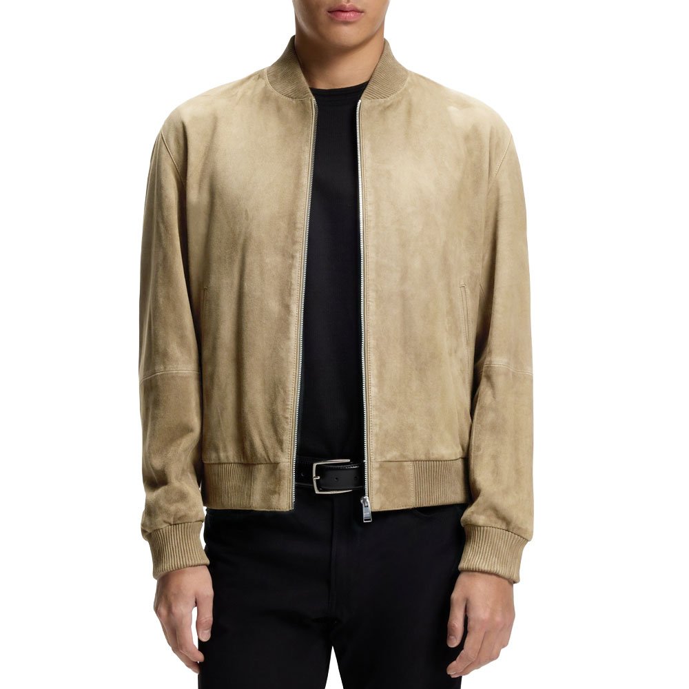 Boss Beige Suede Bomber Jacket
