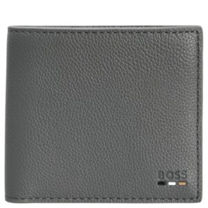 Boss Faux Leather Grey Folding Wallet With Signature Stripe Trim
