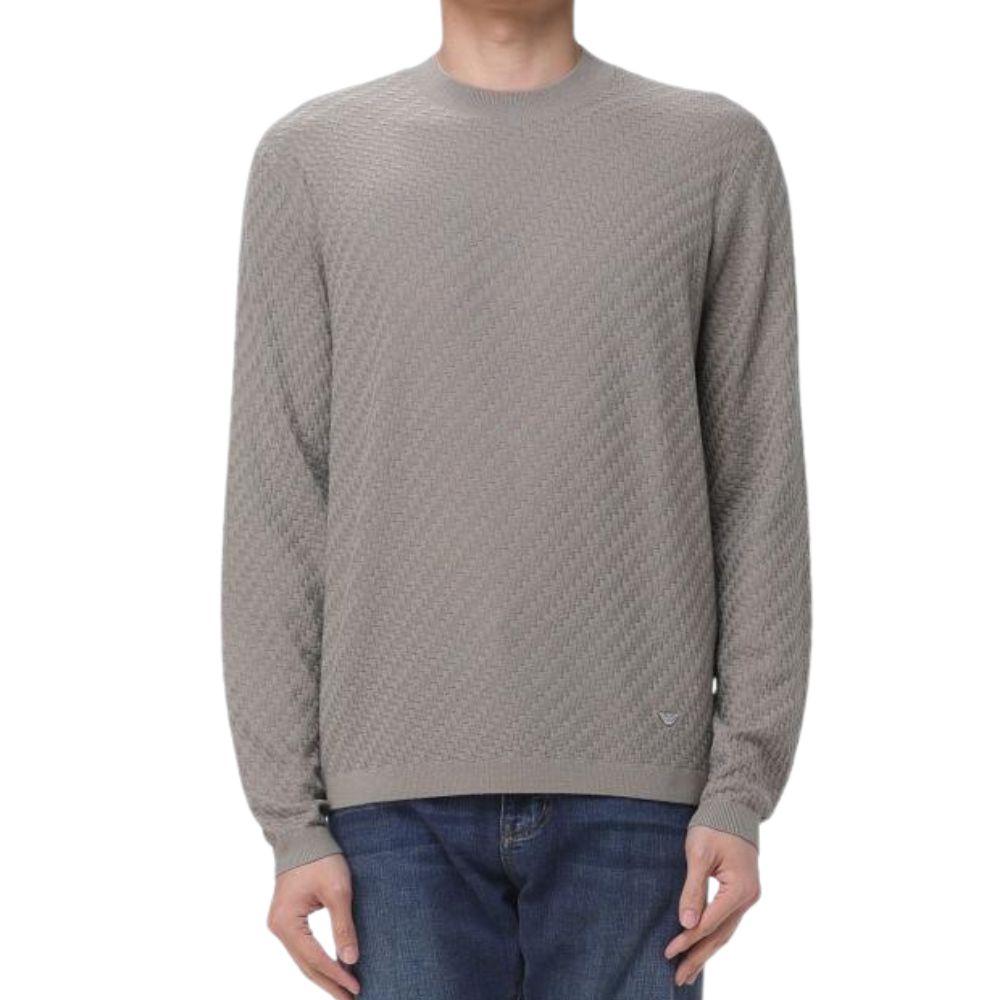 Emporio Armani Beige Textured Virgin Wool Jumper