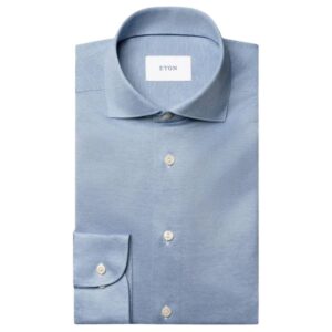 Eton Light Blue Knitted Slim Fit Shirt