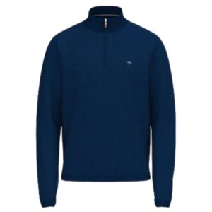 FYNCH-HATTON Air Cotton Troyer Light Petrol Blue Half Zip Jumper