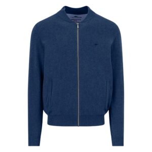 FYNCH-HATTON Air Cotton Troyer Light Petrol Blue Full Zip
