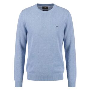Fynch-Hatton Cotton Light Blue Crew Neck Jumper