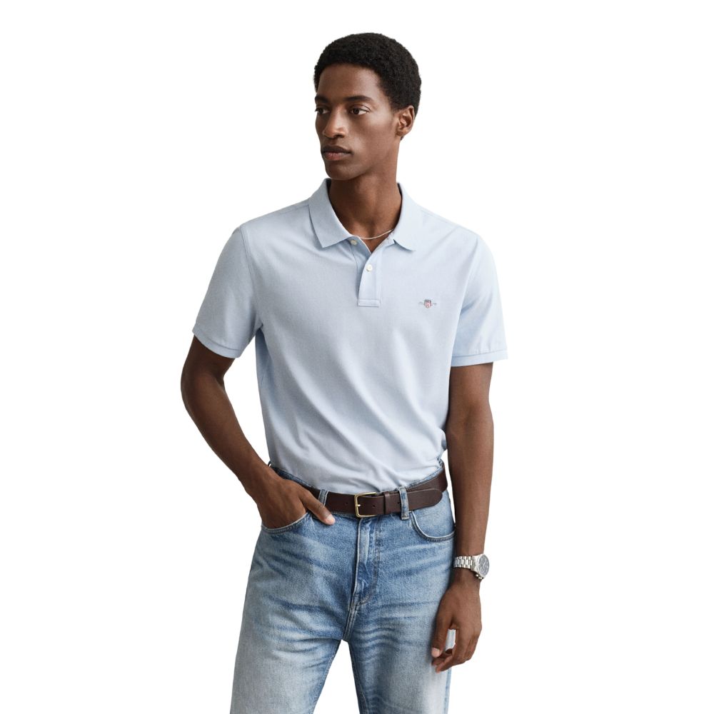 GANT Fresh Blue Regular Fit Shield Piqué Polo Shirt