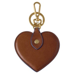 Mulberry Heart Keyring Oak & Pigment Blue Smooth Glossy Leather
