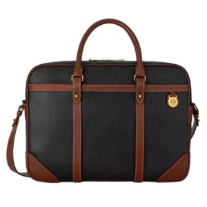 Mulberry Heritage Briefcase Black & Cognac Bio-Based Scotchgrain