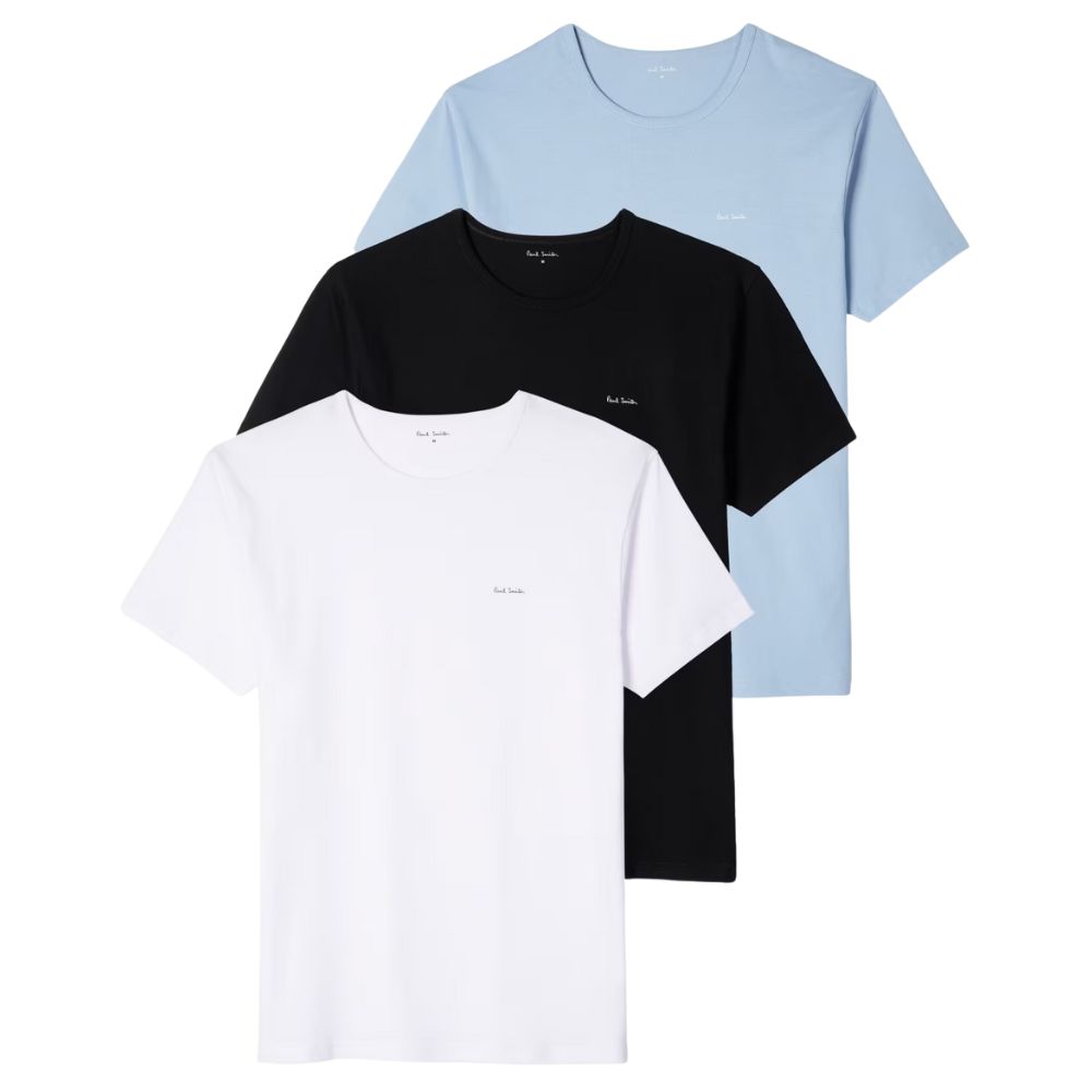 PAUL SMITH LOGO COTTON LOUNGE T-SHIRTS THREE PACK