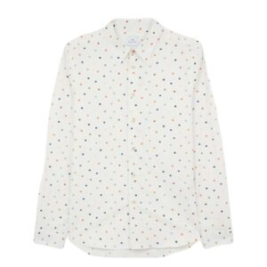 PAUL SMITH Tailored-Fit White 'Square' Print Shirt