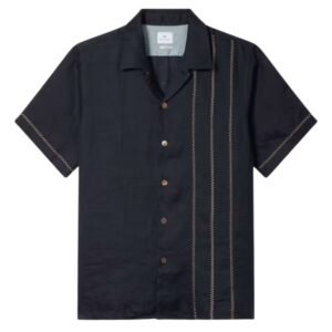 Paul Smith Casual Fit Short Sleeve Navy Linen Shirt