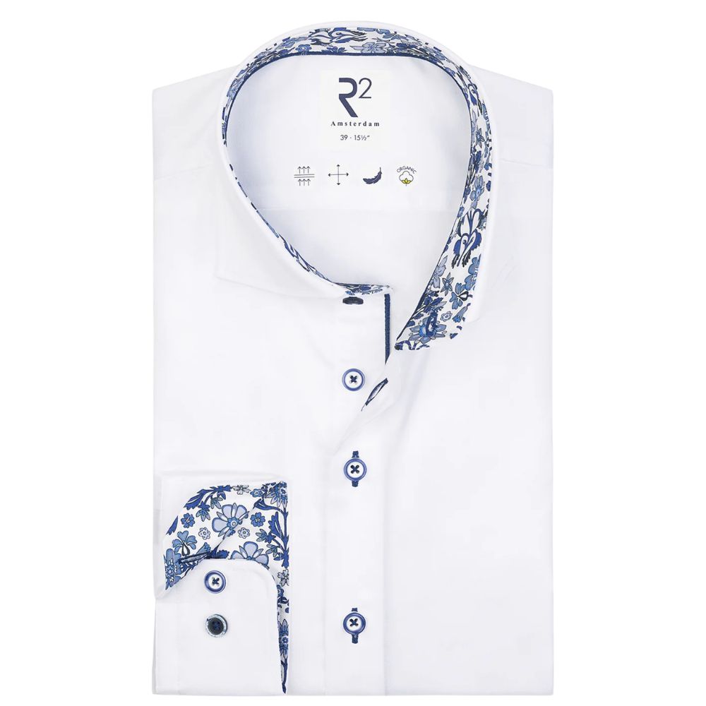 R2 Amsterdam Floral Trim White Shirt 1