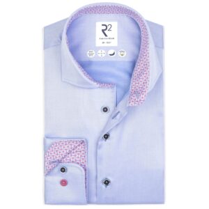 R2 Amsterdam Geometric Trim Light Blue Shirt
