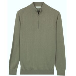 Thomas Maine Cotton and Silk Blend Green Half Zip