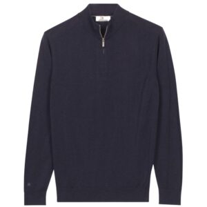 Thomas Maine Cotton and Silk Blend Navy Half Zip