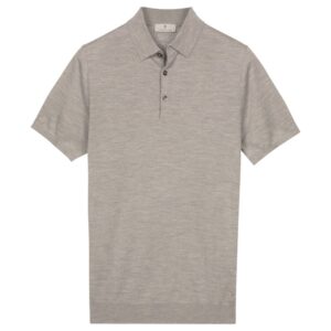 Thomas Maine Merino Wool Light Grey Polo Shirt