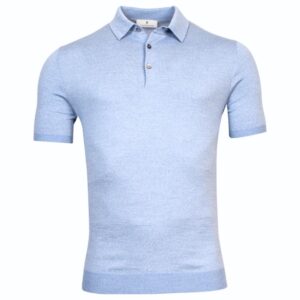 Thomas Maine Merino Wool Soft Blue Polo Shirt