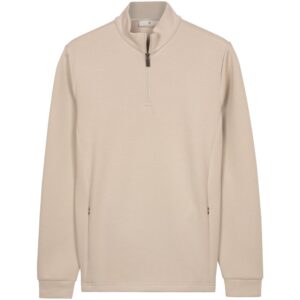 Thomas Maine Technical Stretch Light Beige Half Zip Sweatshirt