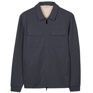 Thomas Maine Technical Stretch Polo Collar Navy Full Zip