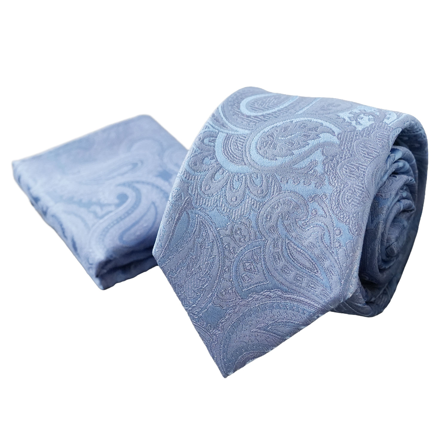 Warwicks Paisley Sky Blue Tie and Matching Pocket Square
