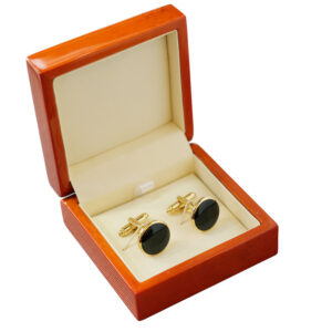 Warwicks Round Gold And Black Cufflinks