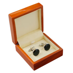 Warwicks Round Silver And Black Cufflinks