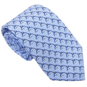 Van Buck Italian Printed Silk Blue Dolphin Tie