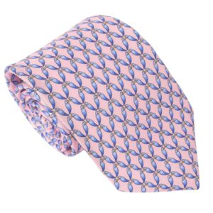 Van Buck Italian Printed Silk Pink Sky Love Birds Tie
