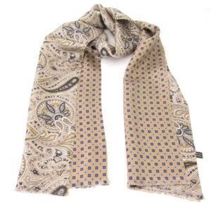 WARWICKS Reversible Beige Paisley/Medallion Silk Dress Scarf